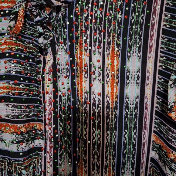 Avenue Plus Sized Women's Kaftan Top Yukata Colorful Loose Fit Poncho 30/32 NWT - Picture 3 of 9